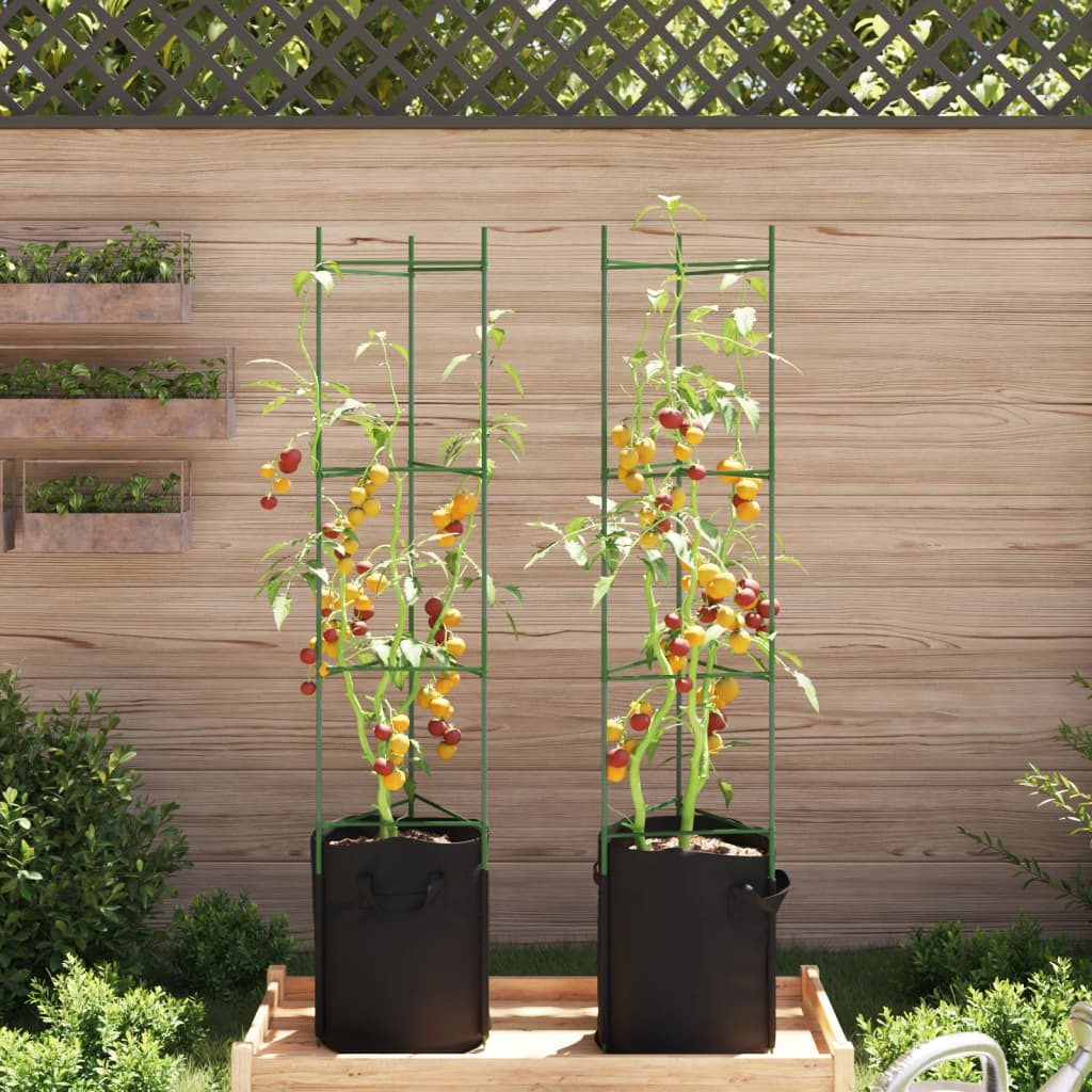 Vidaxl tomatbur med plantepose 2 st 154 cm stål og polypropen