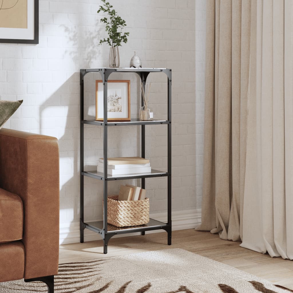 Vidaxl opbevaringsstativ med sort glas Top 40x30x95 cm stål