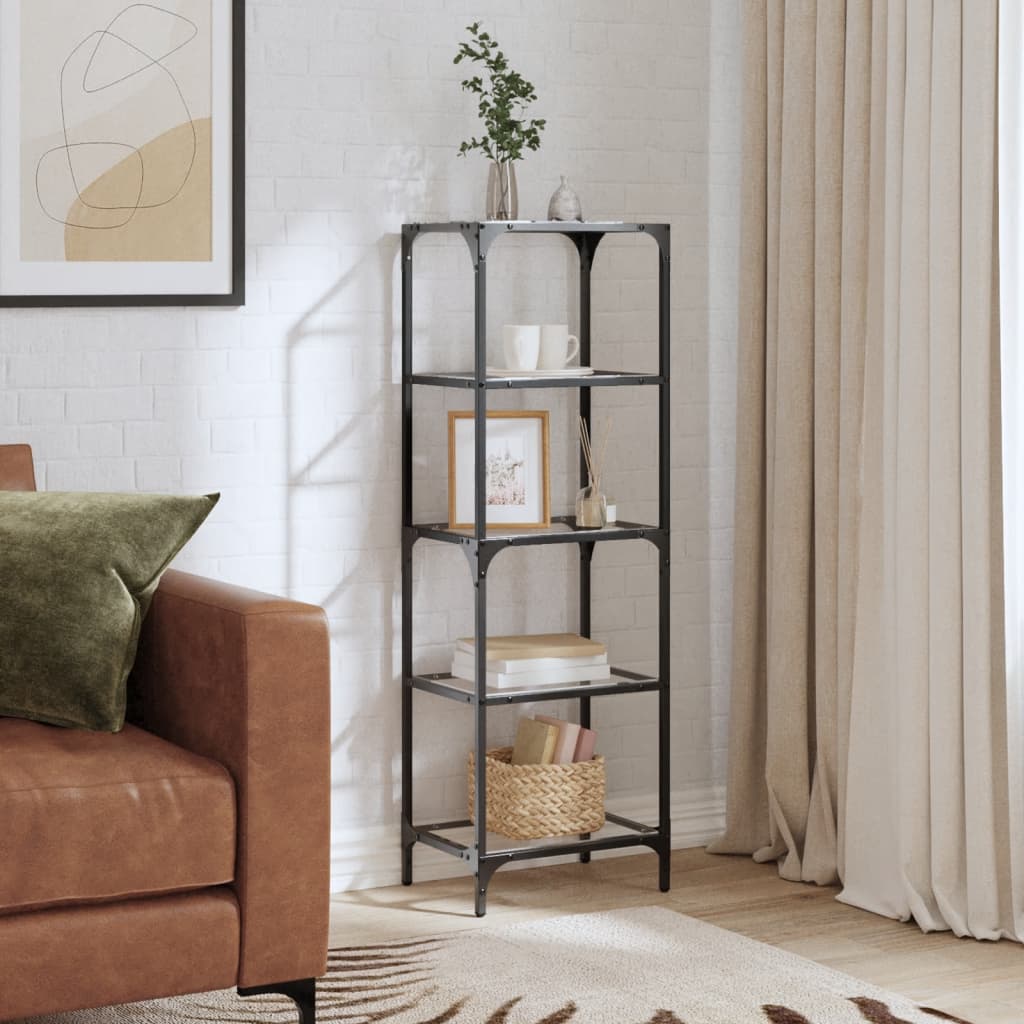 Stojalo za shranjevanje Vidaxl s prozornim steklom Top 40x30x123 cm jeklo