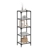 Stojak magazynowy vidaxl z czarnym szklanym topem 40x30x123 cm stal