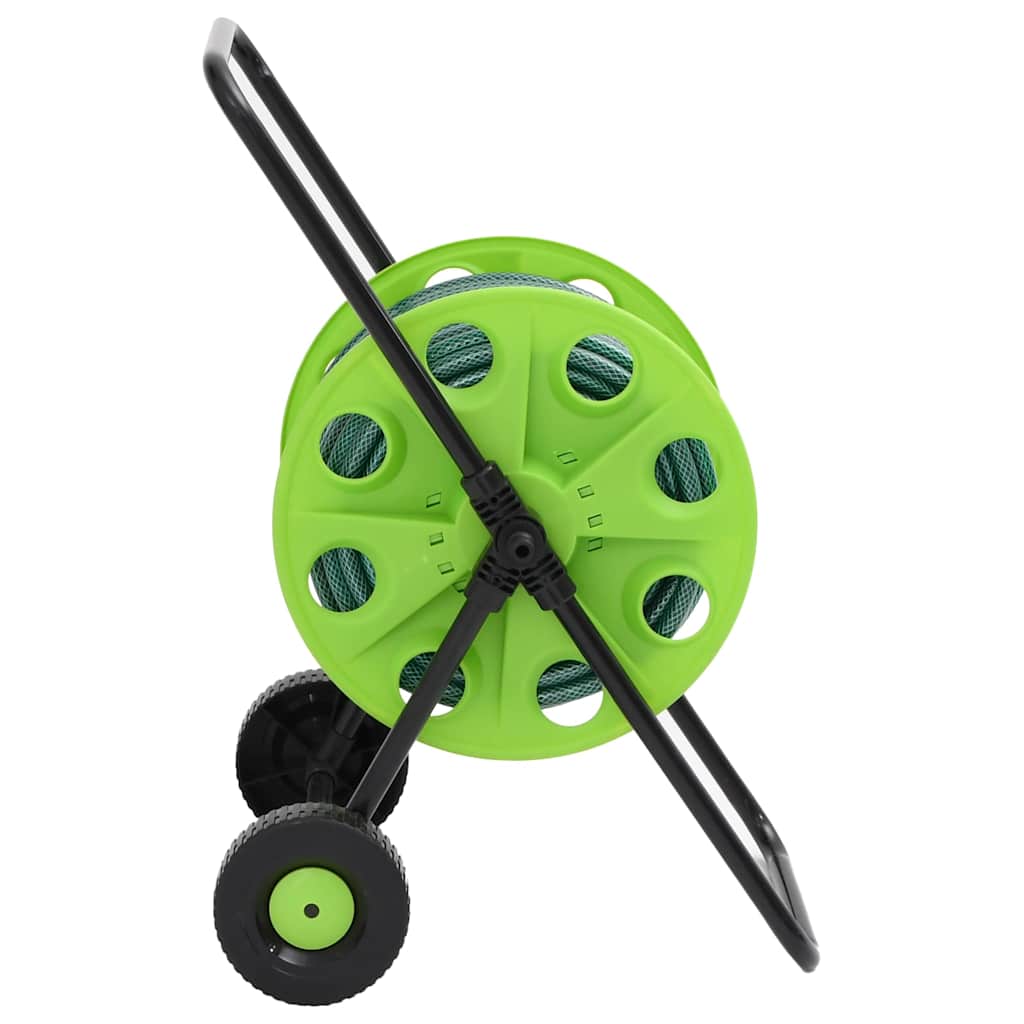 vidaxxl carro enrollador de manguera y juego de acoplamiento de manguera 0,5 independiente 30 m PVC verde