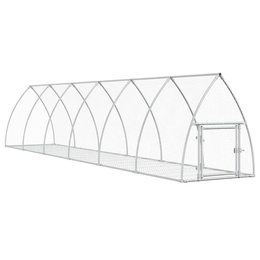 Vidaxl Rabbit Hutch 600x105x120 cm galvaniseret stål sølvfarvet