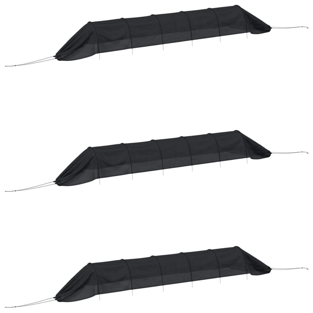 Vidaxl Grow Tunnels 3 st de acero y polietileno negro