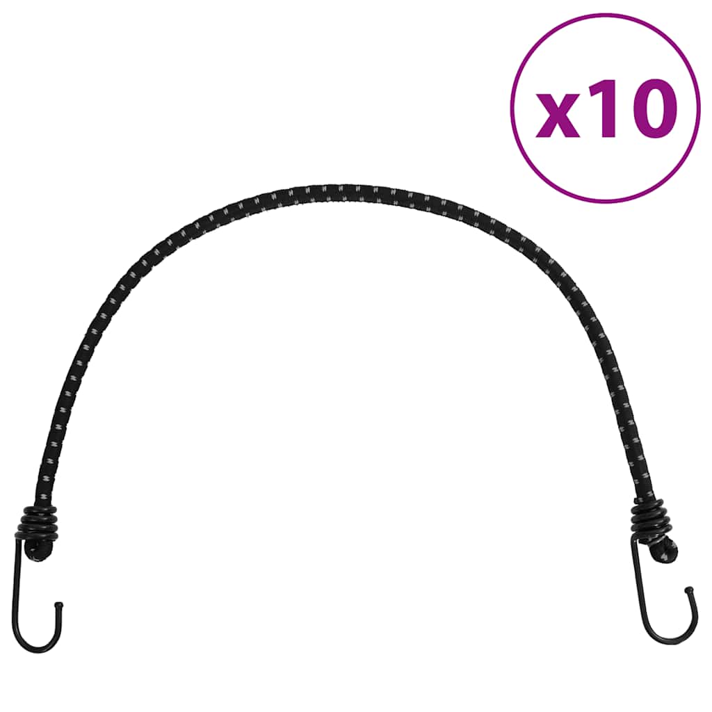 Vidaxl španskaelastika z odsevnimi stripi in kljuke 10 kosov 59 cm
