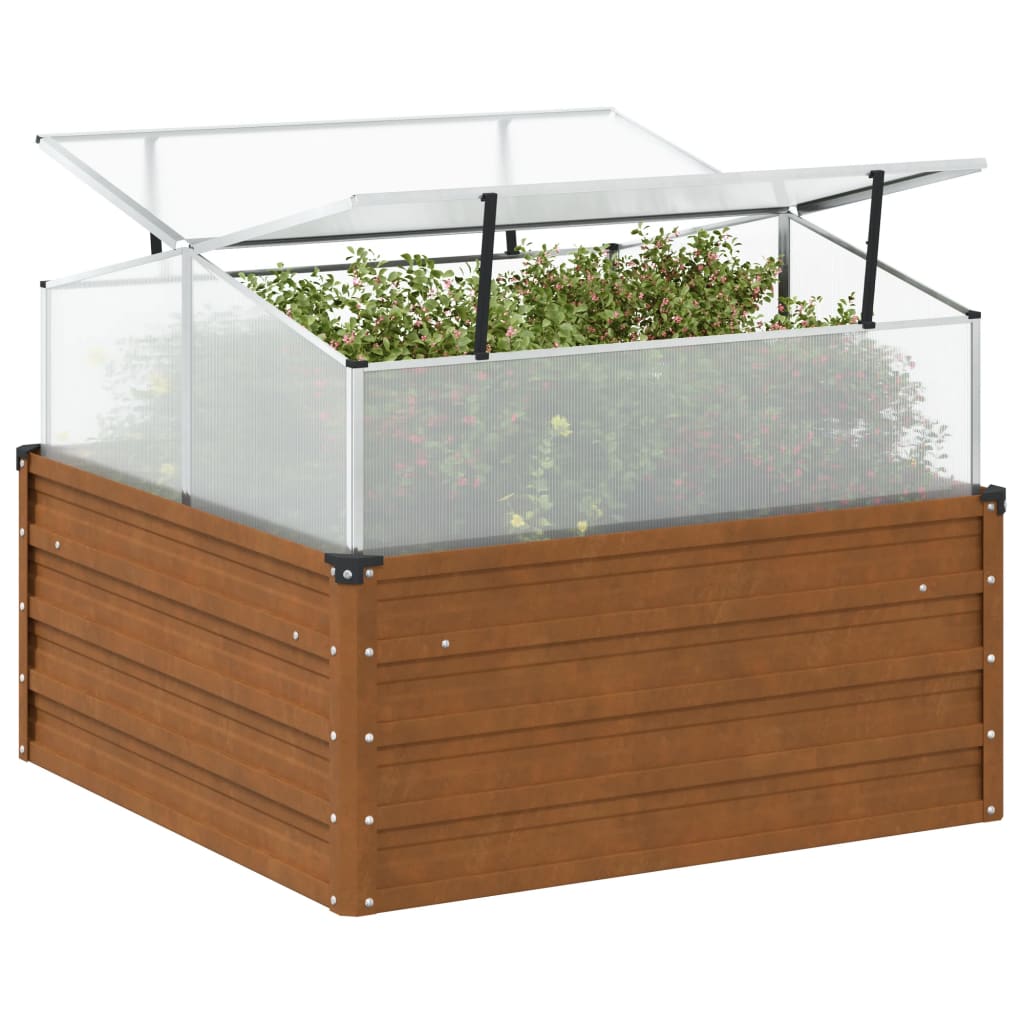 Vidaxl Planter se skleníkem ve tvaru oceli