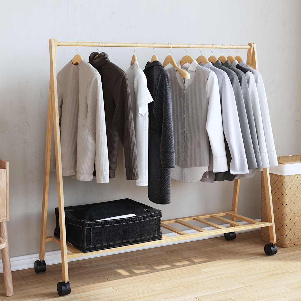 Vidaxl Kleedung Rack mat Regaler a Rieder 106x34x106,5 cm Bambus