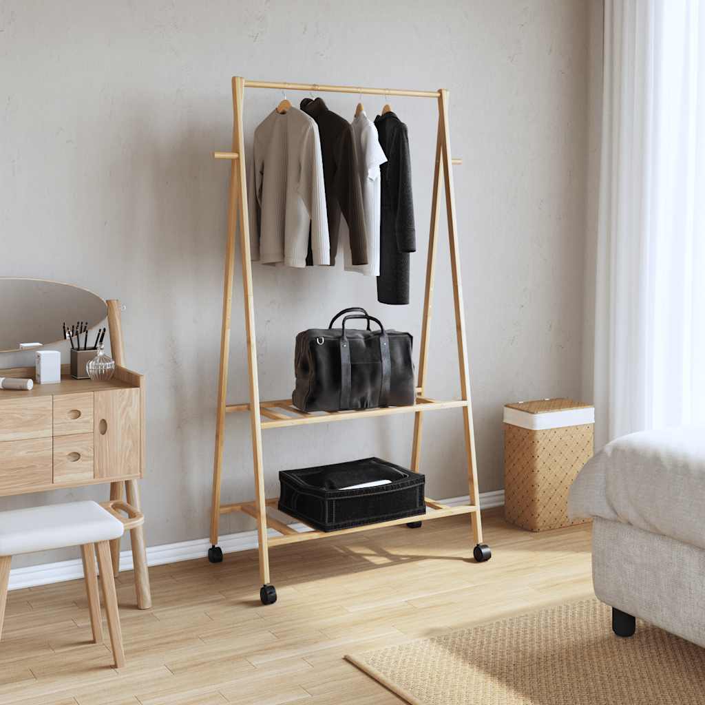 Vidaxl Kleedung Rack mat Regaler a Rieder 96x45,5x155.5 cm Bambus