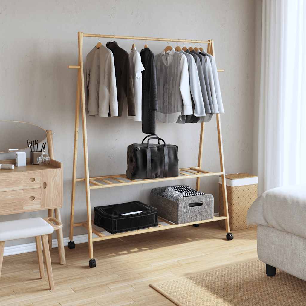 Vidaxl Kleedung Rack mat Regaler a Rieder 132x45,5x155.5 cm Bamboo