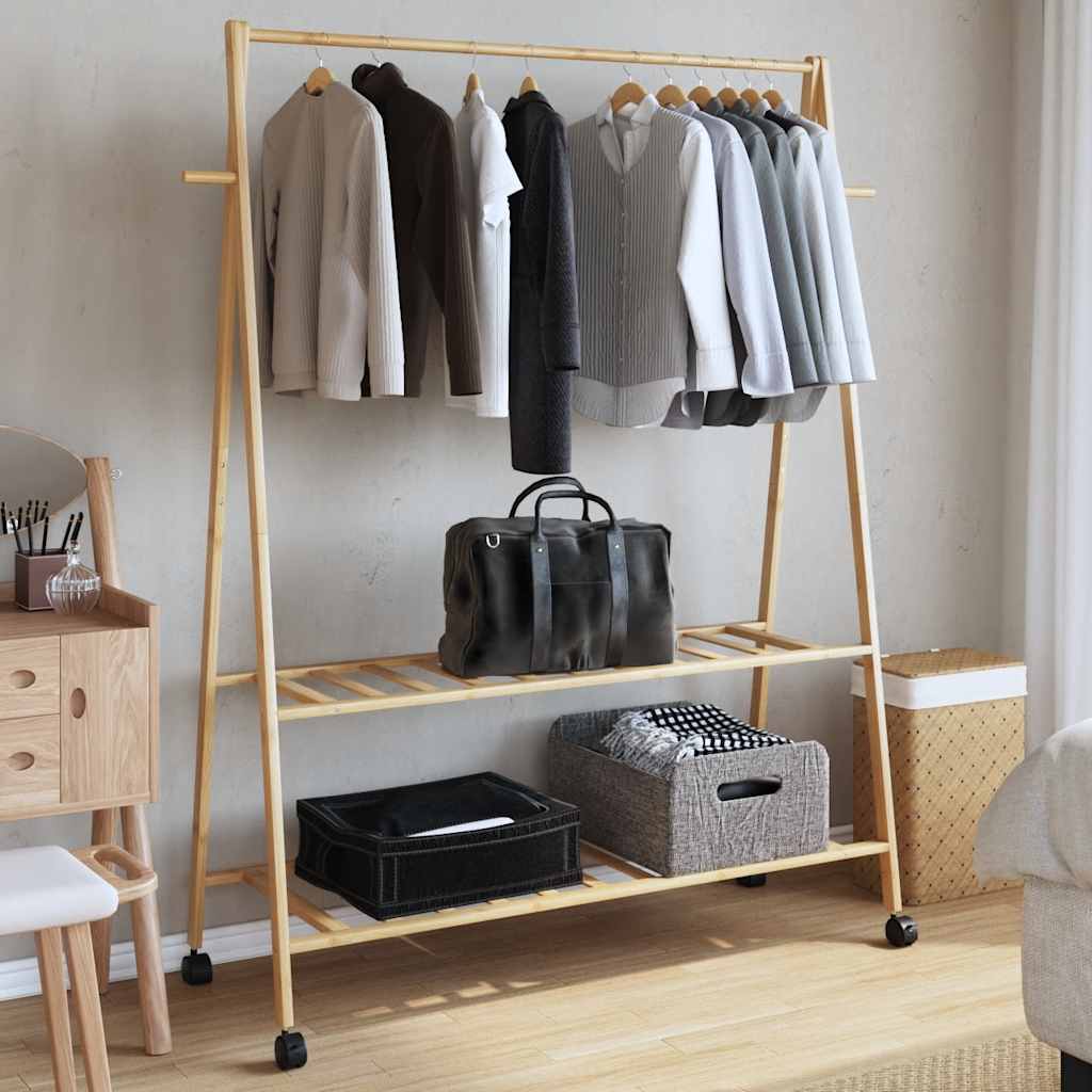 Vidaxl Kleedung Rack mat Regaler a Rieder 132x45,5x155.5 cm Bamboo