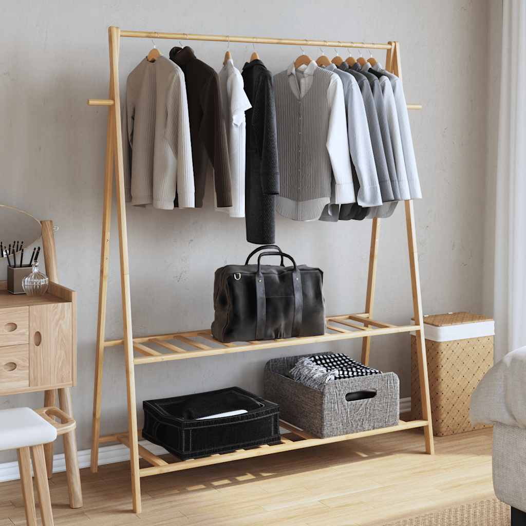 Vidaxl Kleeder Rack mat Regaler 132x45.5x15,5 cm Bambus