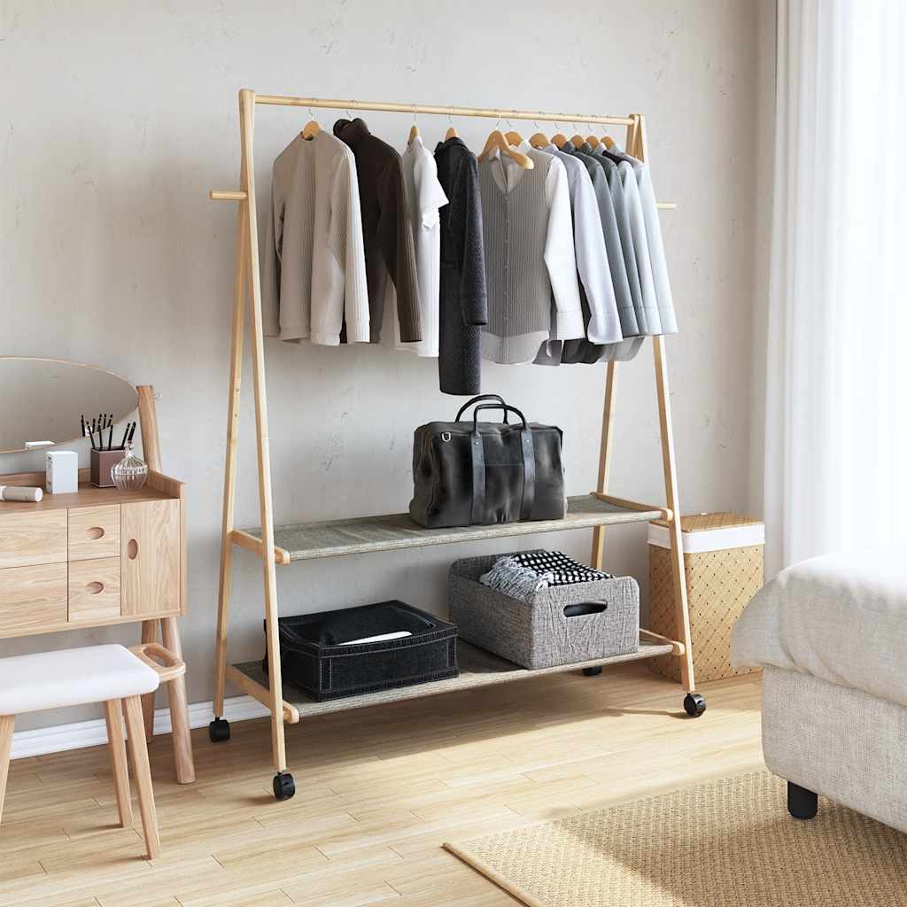 Vidaxl Kleedung Rack mat Regaler a Rieder 132x45,5x155.5 cm Bamboo