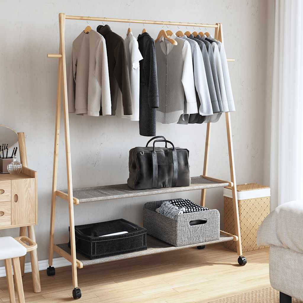 Vidaxl Kleedung Rack mat Regaler a Rieder 132x45,5x155.5 cm Bamboo