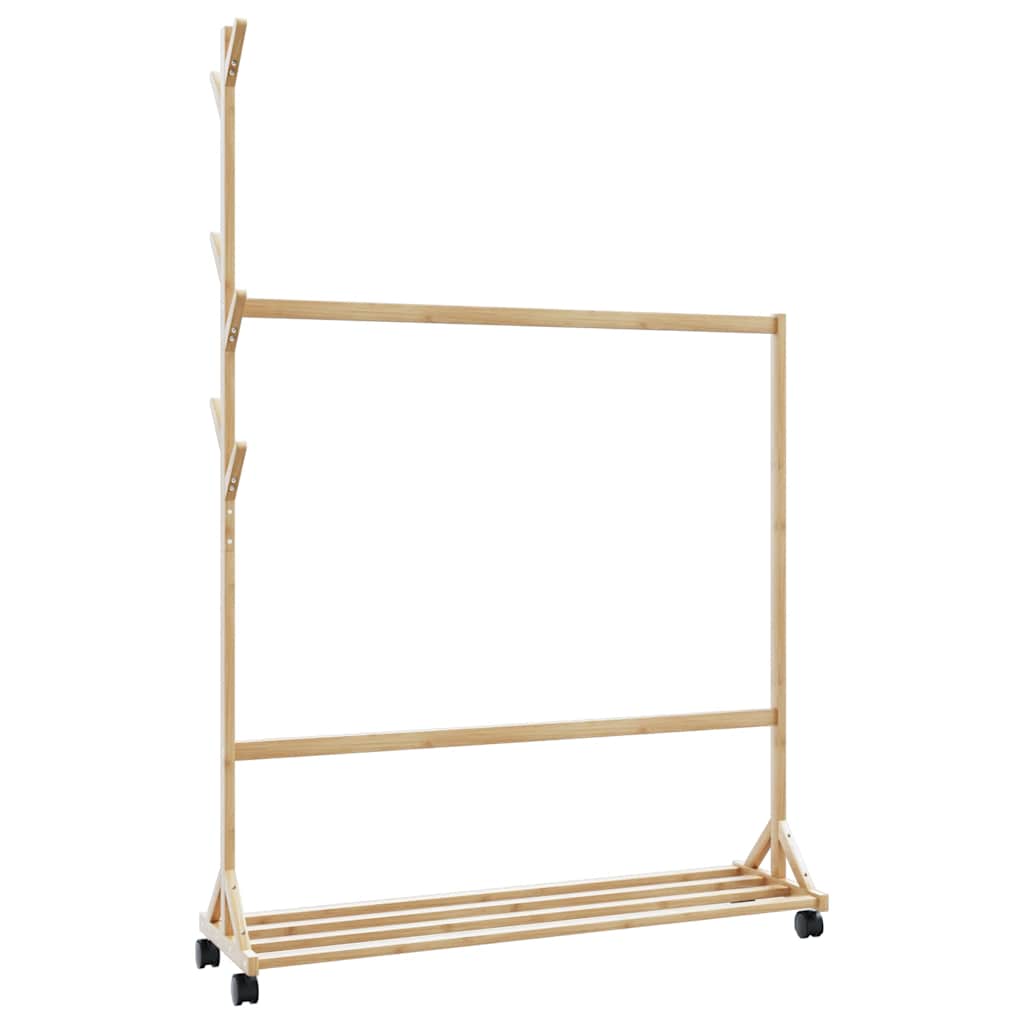 Vidaxl Kleeder Rack mat Haken a Rieder 100x35x15 cm Bambus