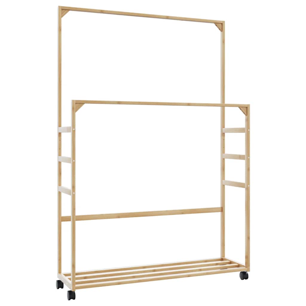 Vidaxl Clothing rack with shelves and wheels 90x35x155 cm bamboo