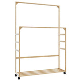 Vidaxl Clothing rack with shelves and wheels 90x35x155 cm bamboo