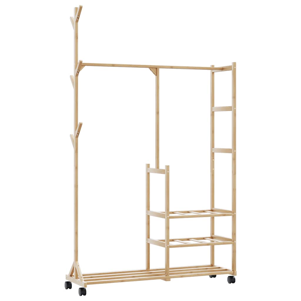 Vidaxl Clothing rack with shelves and wheels 100x38x175.5 cm bamboo