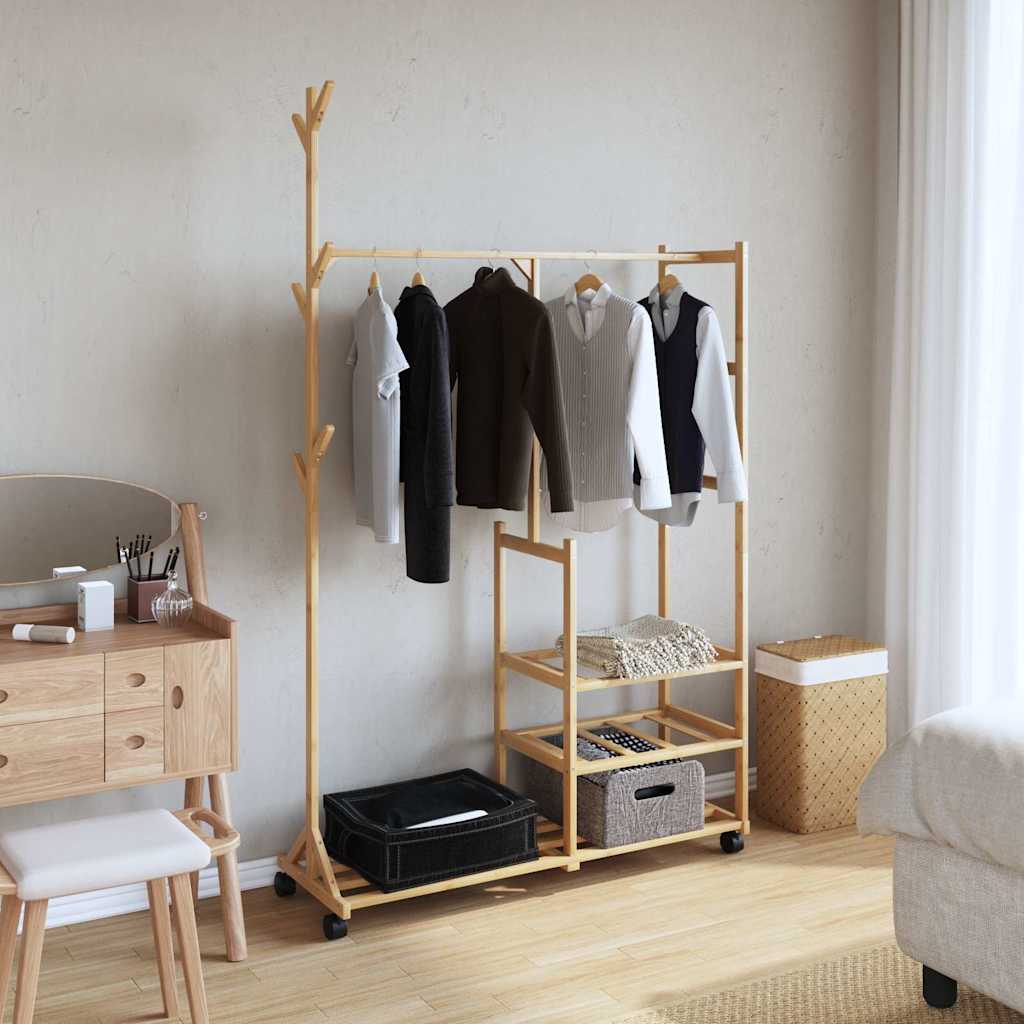Vidaxl Clothing rack with shelves and wheels 100x38x175.5 cm bamboo