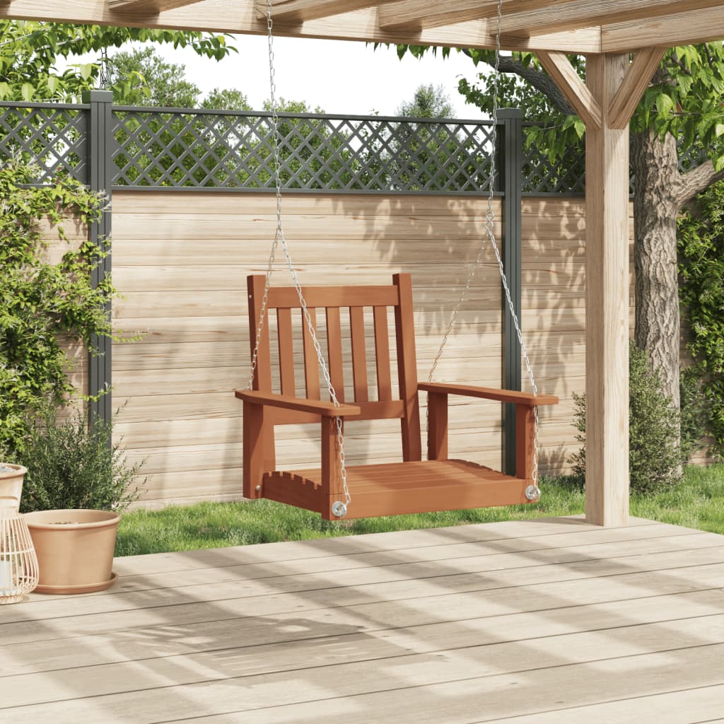 Vidaxl Garden Swing sedia con collane metalliche in pino solido marrone