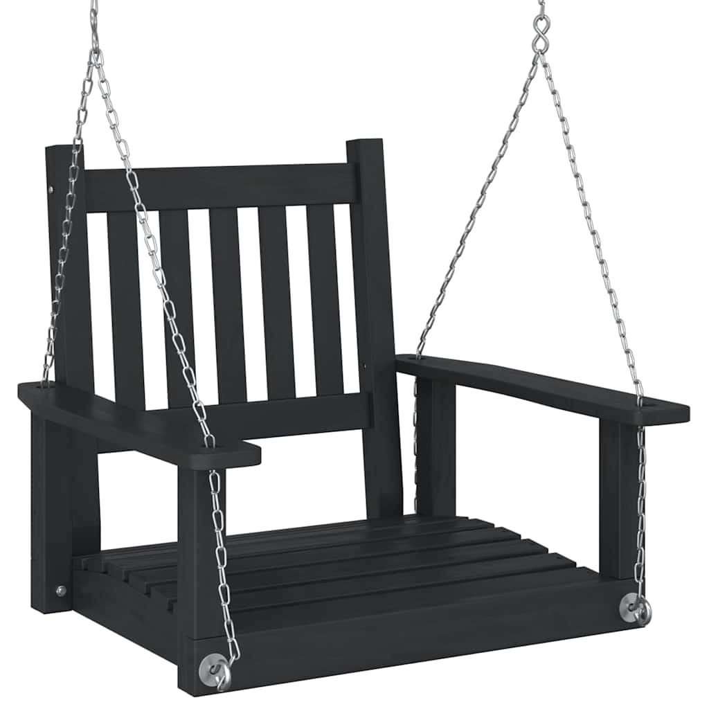 Vidaxl Garden Swing stol s kovinskimi ogrlicami Trdna pinewood črna