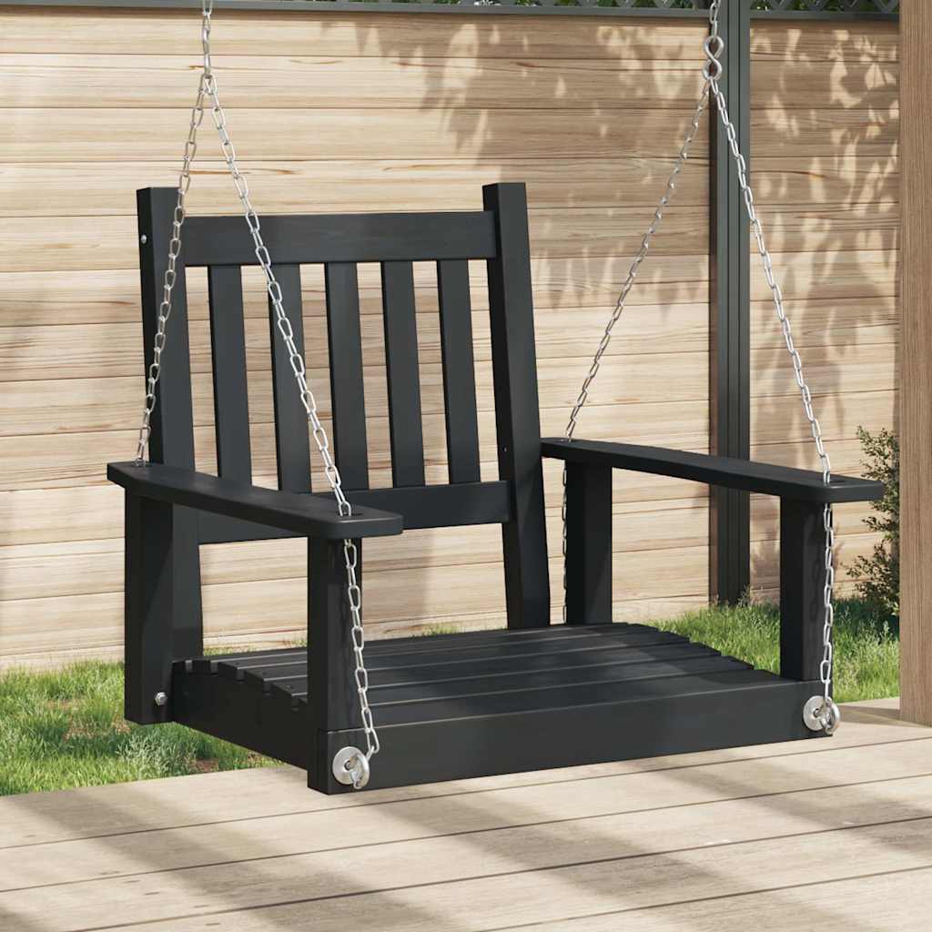 Vidaxl Garden Swing stol s kovinskimi ogrlicami Trdna pinewood črna