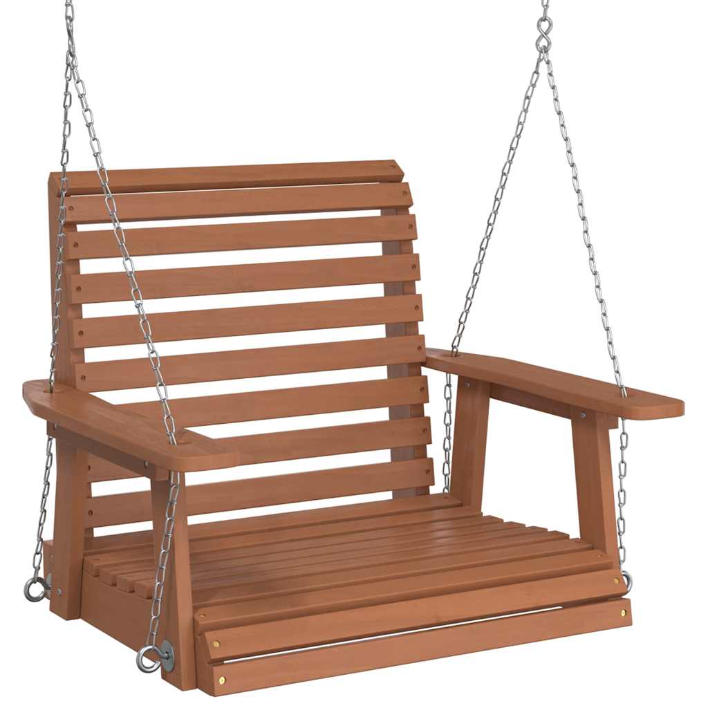 Vidaxl Garden Swing Stol med metalhalskæder Solid fyrretræbrun