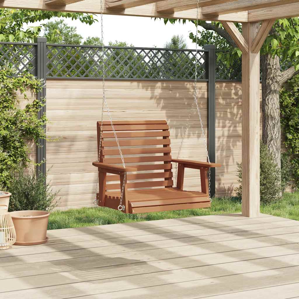 Vidaxl Garden Swing Stol med metalhalskæder Solid fyrretræbrun