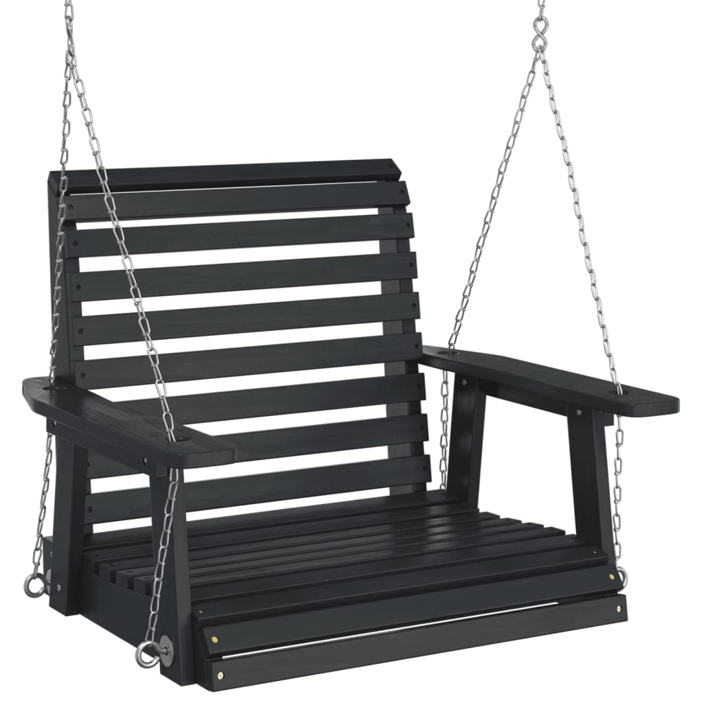 VidaXL garden swing chair with metal necklaces solid pinewood black