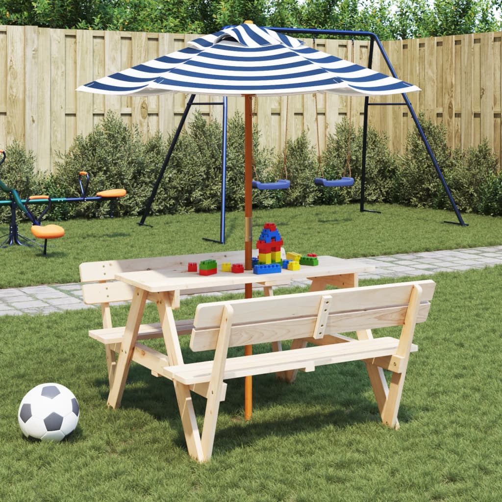 Vidaxl Parasol per bambini con palo in legno Ø120x140 cm