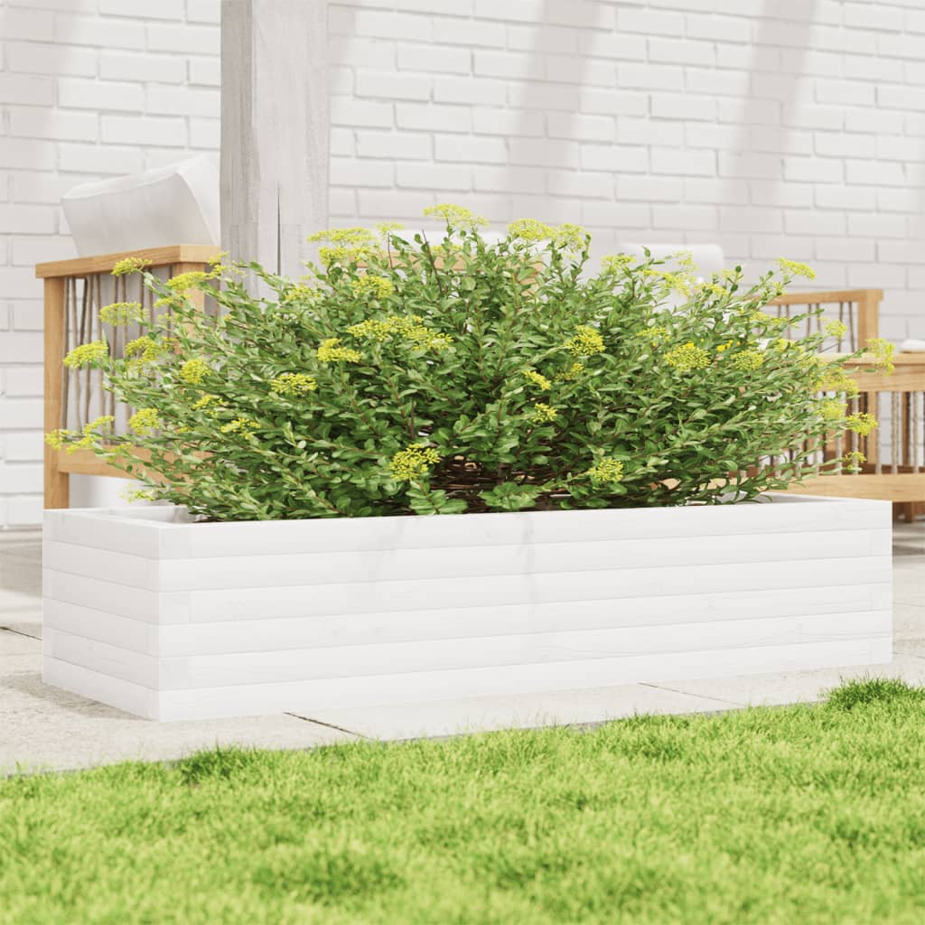 Vidaxl Planungskëscht 110x40x23 cm feste Péiere wäiss