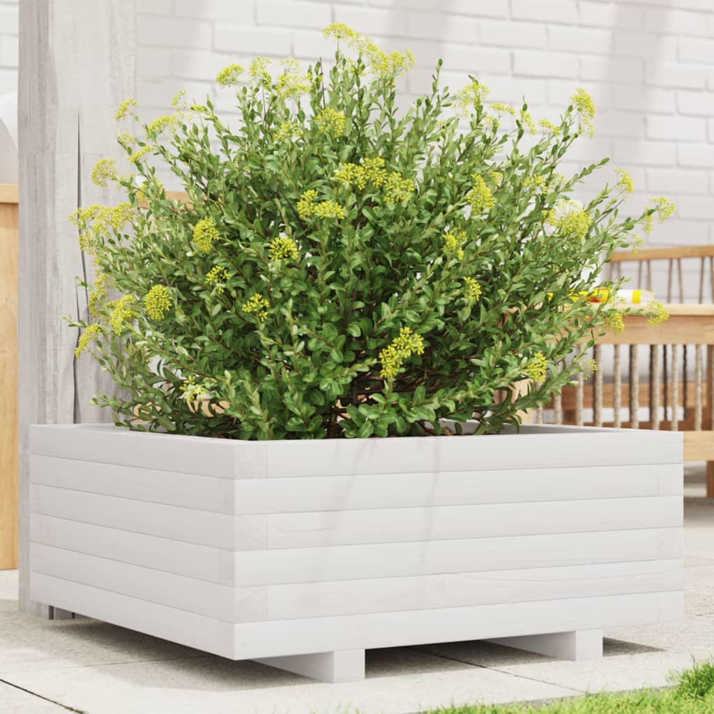 Vidaxl Planungskëscht 60x60.5 cm falen zolidd Wäiss