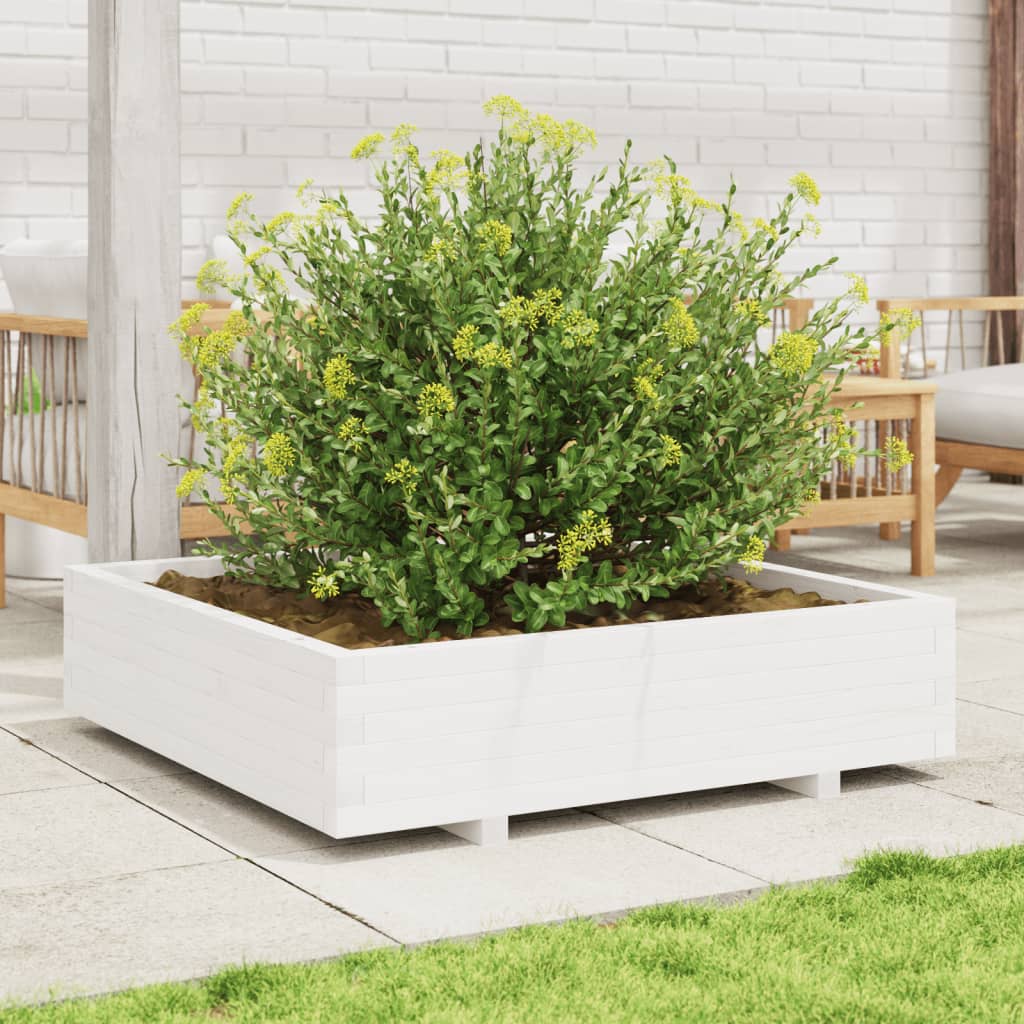 VidaXL Planter 100x100x26.5 cm Solid pine white