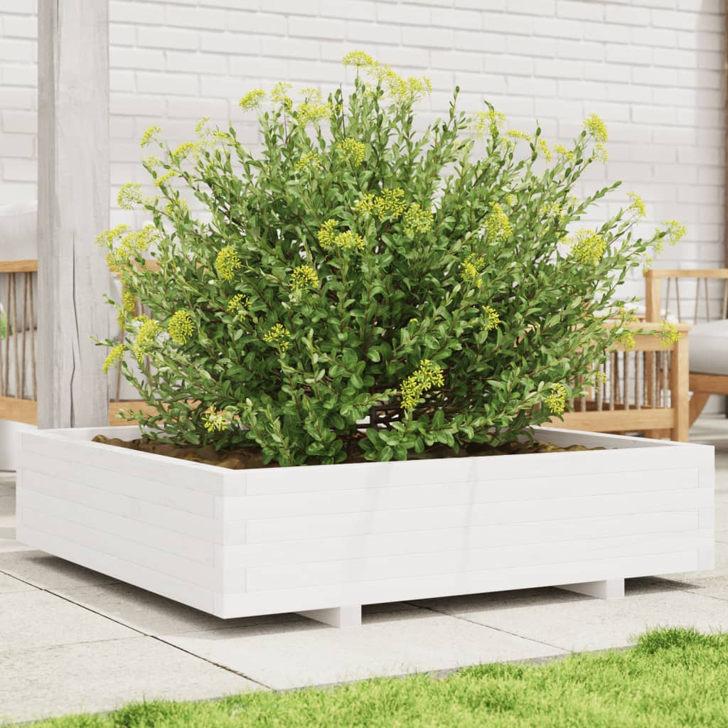 VidaXL Planter 100x100x26.5 cm Solid pine white