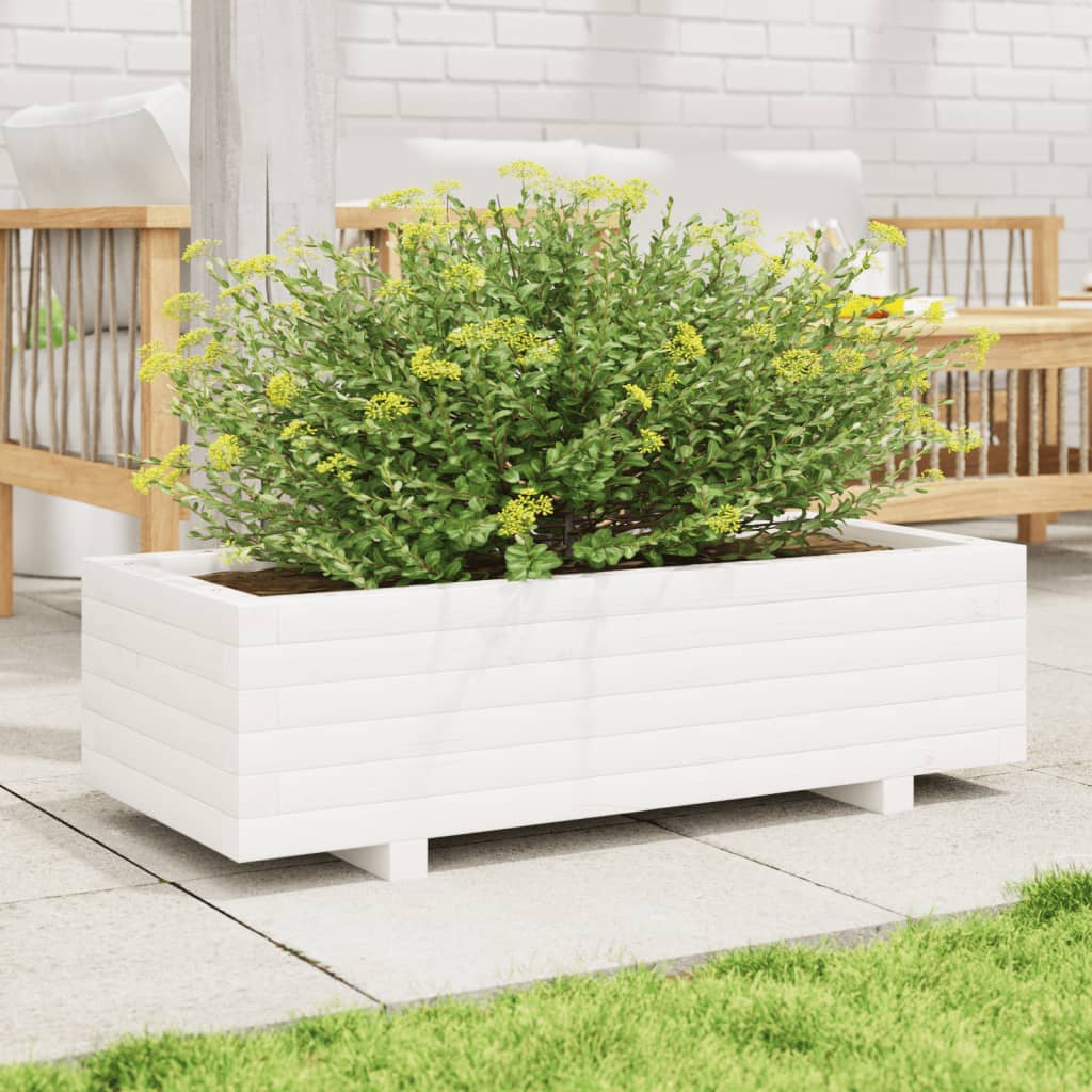 VIDAXL -Planungsbox 90x40x26,5 cm Festkiefer weiß