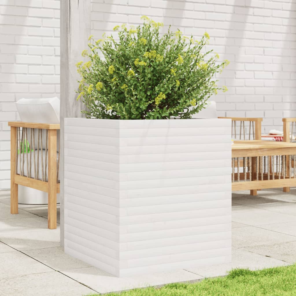 VidaXL Planter Big 60x60x68.5 cm Solid pine white