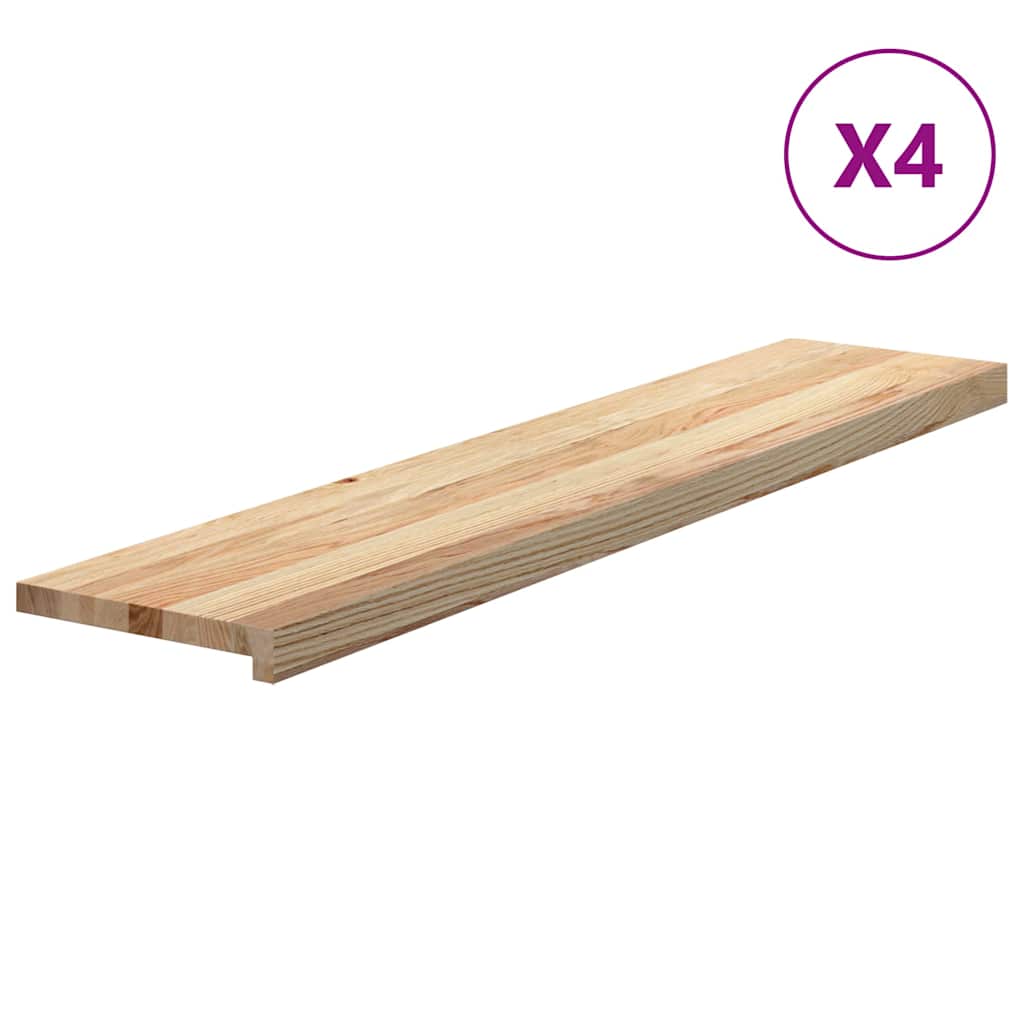 Vidaxx peldaños de escalera 4 piezas 120x25x2 cm roble macizo sin tratar