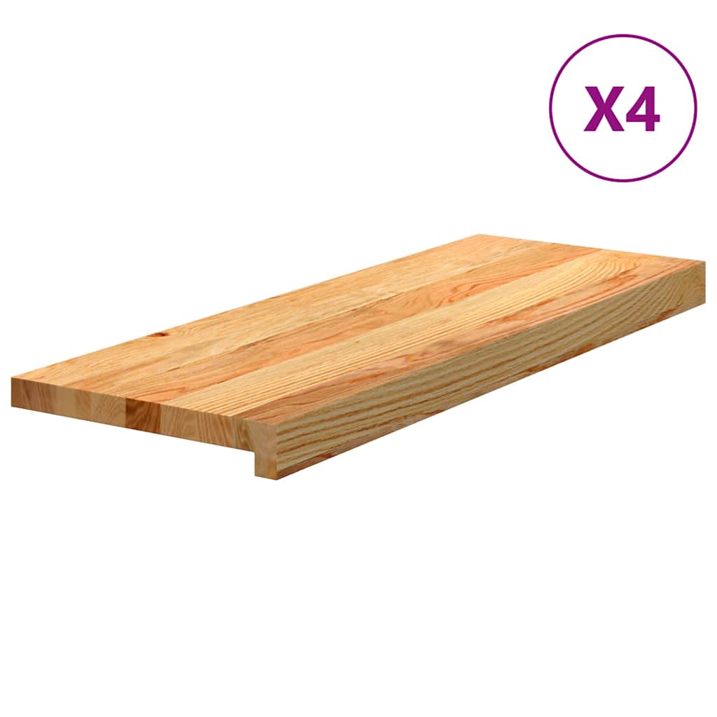 Стълбищни стъпала Vidaxx 4 бр. 70x30x2 см масивен дъб светлокафяв