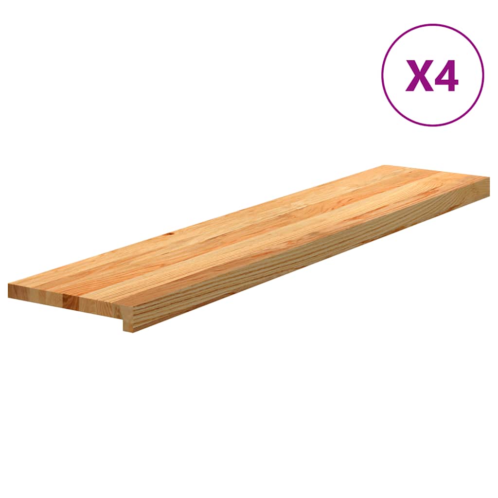 Vidaxx peldaños de escalera 4 piezas 120x30x2 cm roble macizo marrón claro