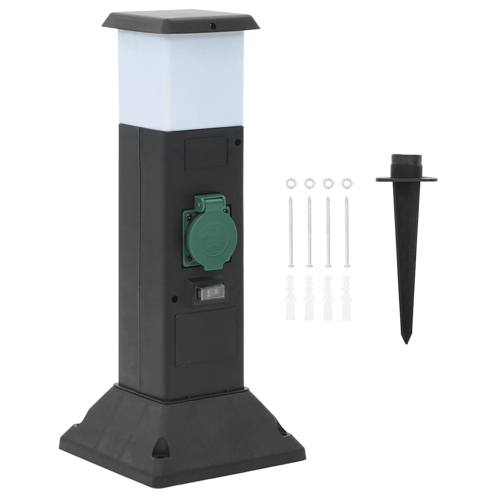 Vidaxl Garden stop contact with lamp and ground pin 2-way 16x16x39.5 cm