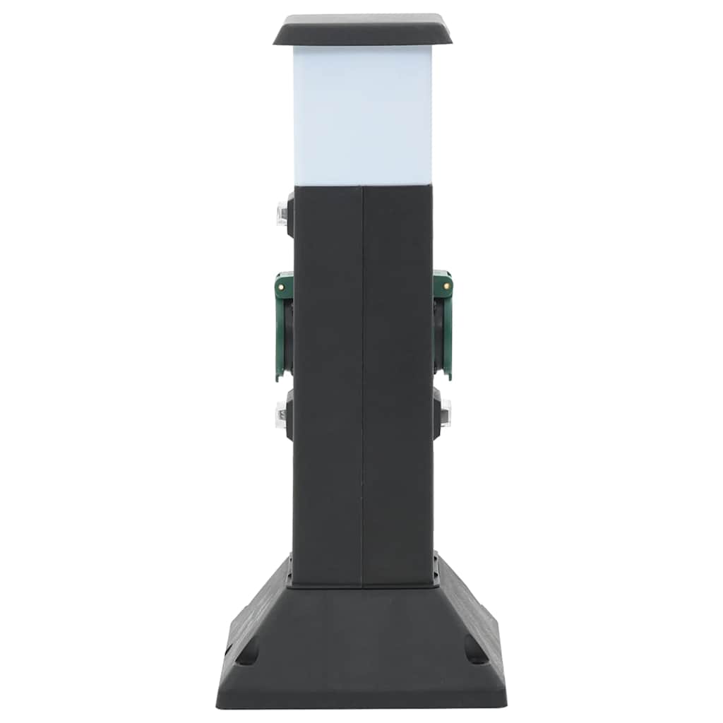 Vidaxl Garden stop contact with lamp and ground pin 2-way 16x16x39.5 cm