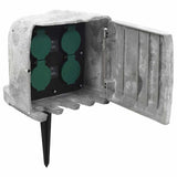 VidaXL Garden stop contact with ground pin light sensor 4-way stone look gray