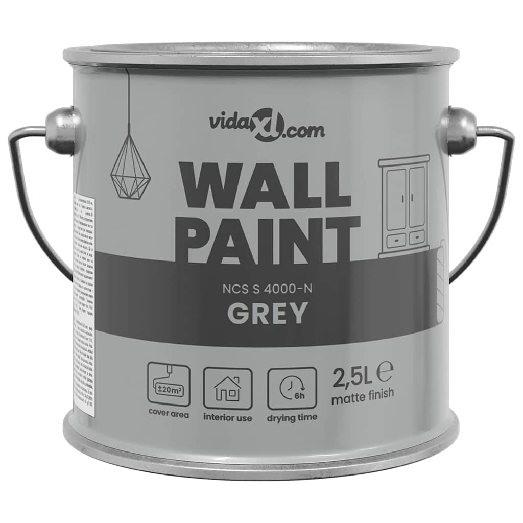 VidaXL pintura de pared gris 2,5 l impresión de pared