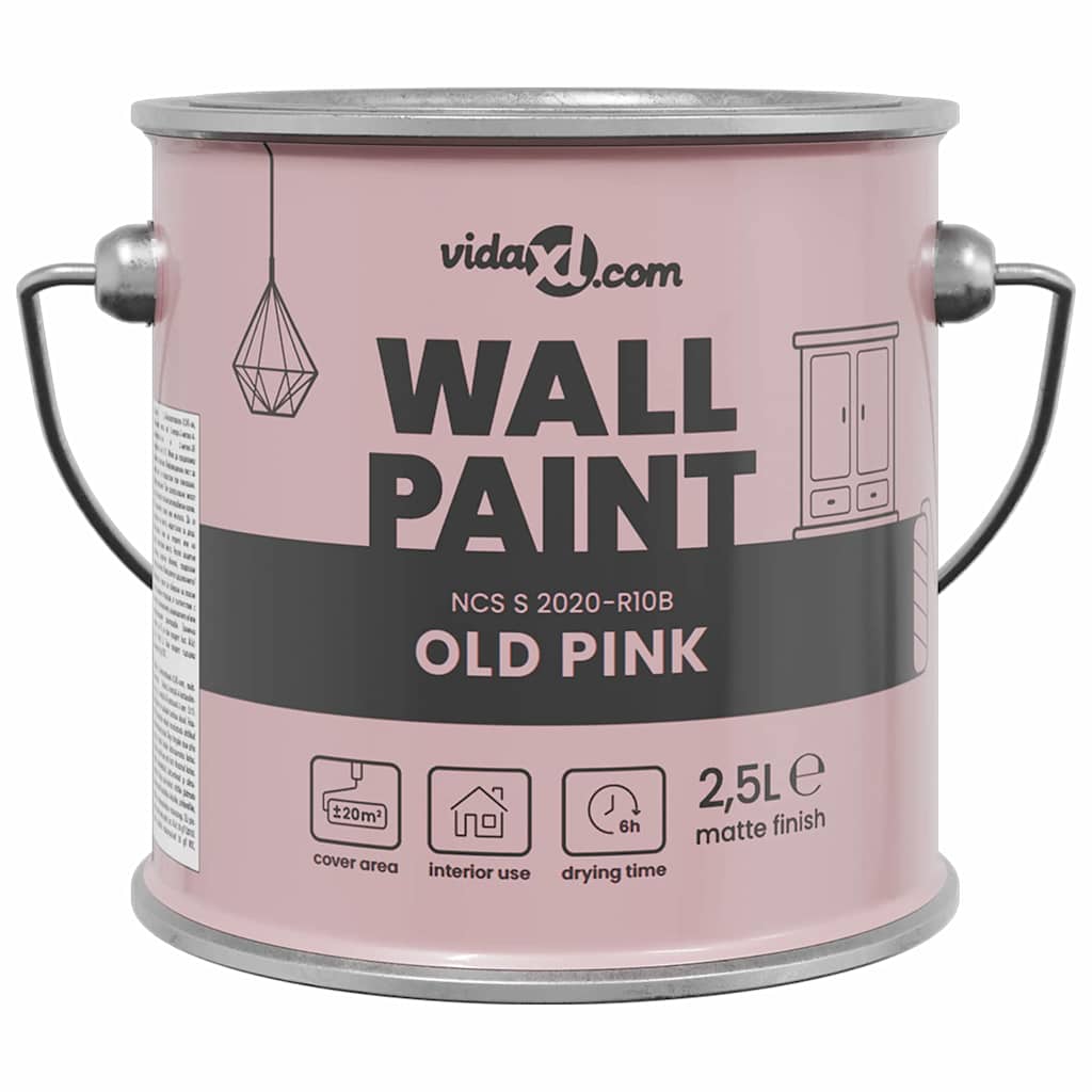 VidaXL pintura de pared rosa 2,5 l impresión de pared