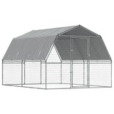 Vidaxl dog kennel with roof and door galvanized steel silver colored