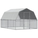 Vidaxl Chicken Coop se střechou a dveřmi galvanizovaným ocelovým stříbrným barvou