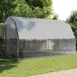 Vidaxl Chicken Coop se střechou a dveřmi galvanizovaným ocelovým stříbrným barvou