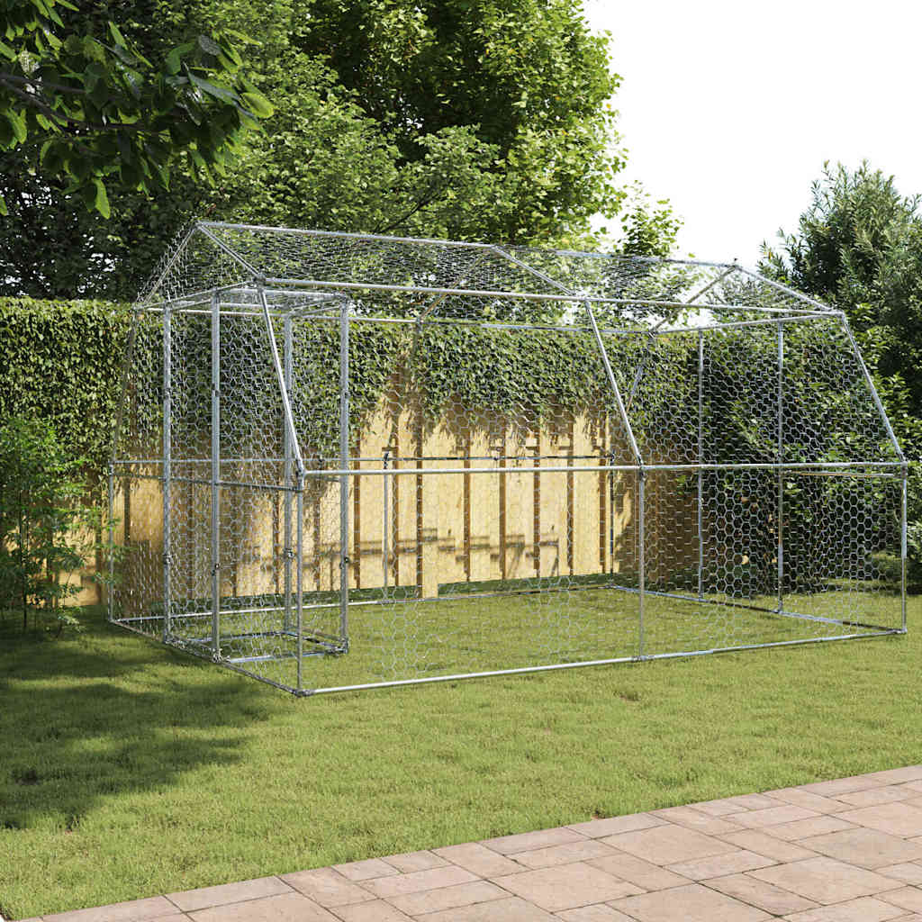 Vidaxl bird cage with door galvanized steel silver colored