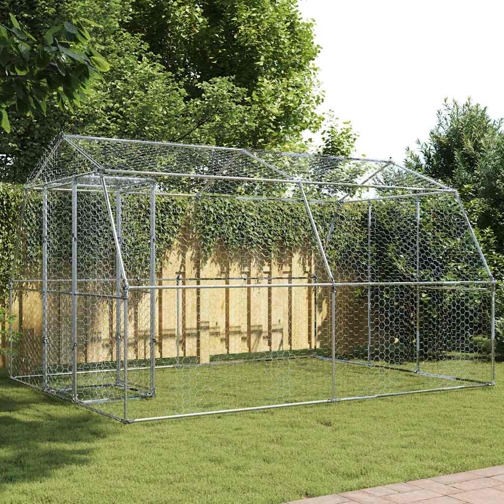 Vidaxl bird cage with door galvanized steel silver colored