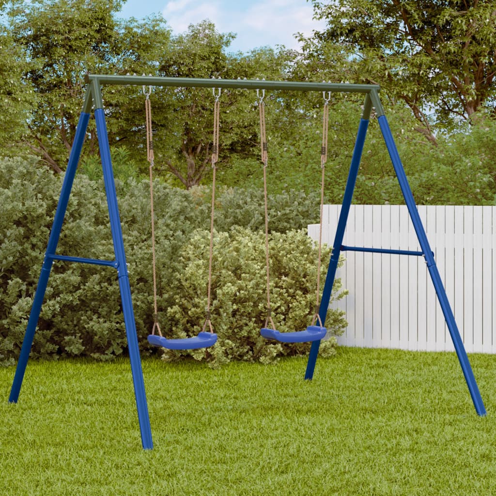 VidaXL rocking frame for outside with 4 hanging hooks steel blue