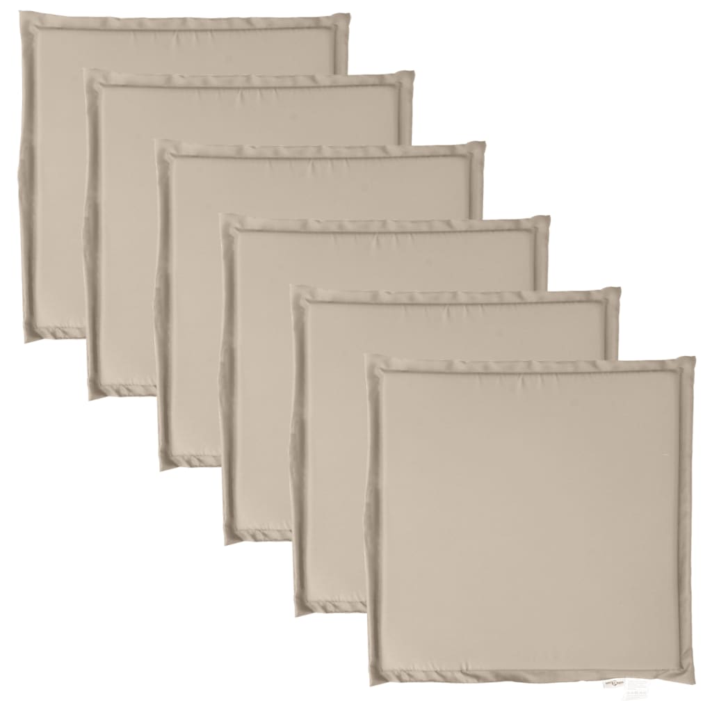VidaXL Garden seat cushions 6 pcs square 45x45x2 cm Taupe
