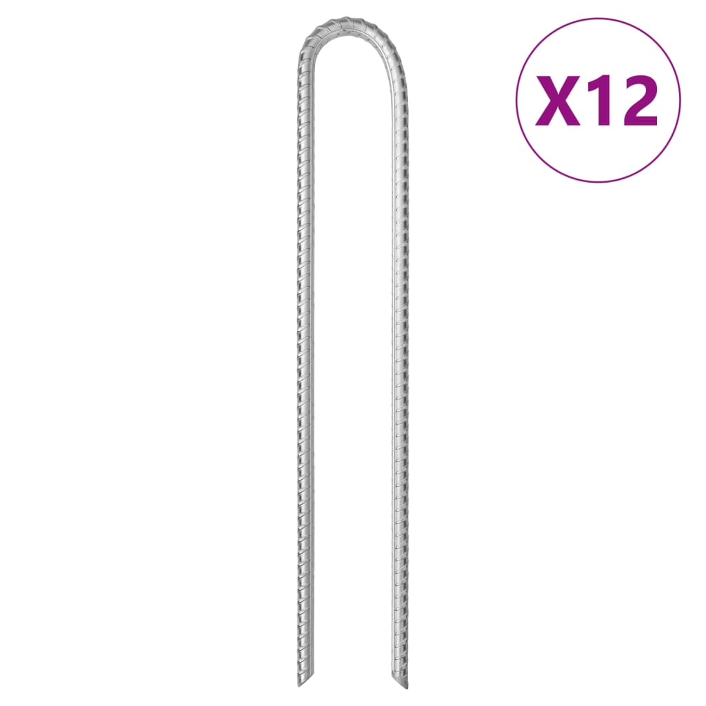 Vidaxl tent hairing 12 pcs U-shaped Ø10 mm 37 cm galvanized steel